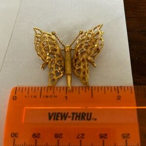 Vintage Monet 3d gold butterfly brooch